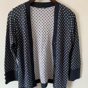 Navy and White Polka Dot Cardigan
